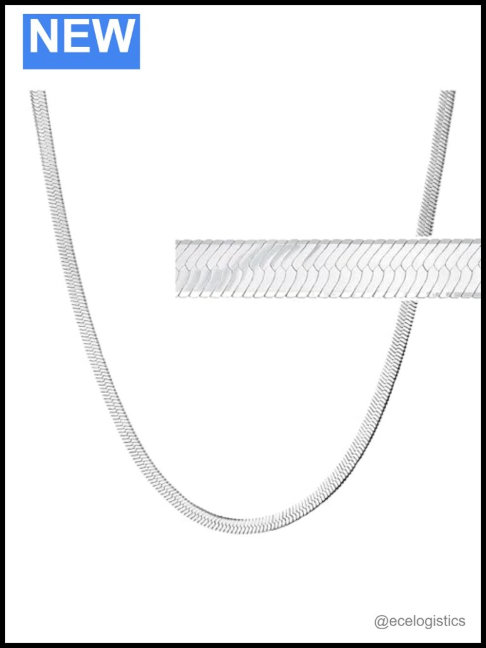Water-Resistant Herringbone Chain Necklace Gold Plated Stainless Steel 18 Inch